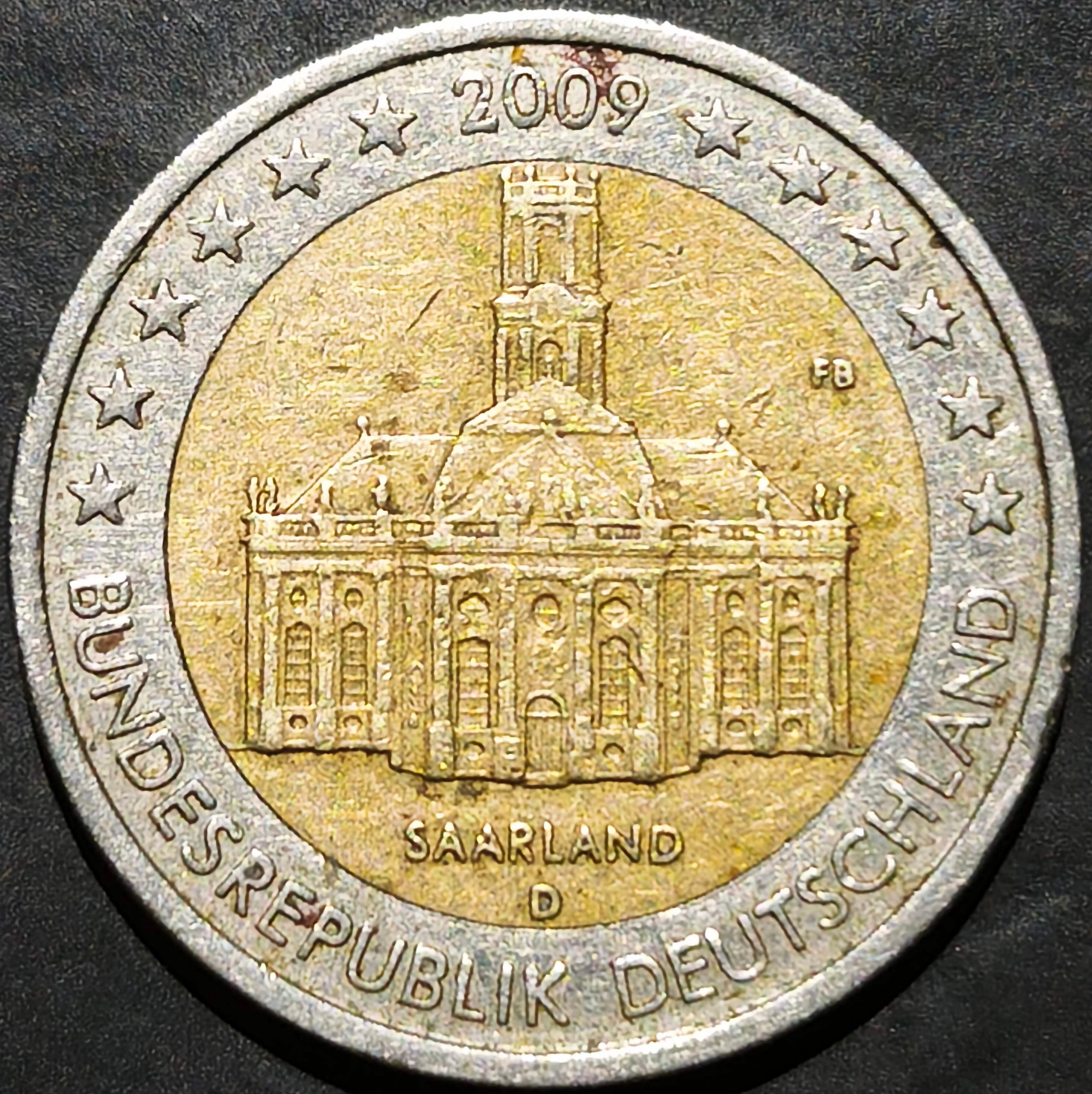 Germany 2 Euros 2009 D St.Ludwig Church Saarbrucken