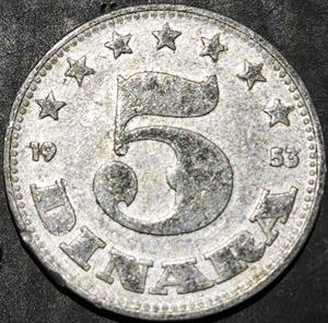 Yugoslavia 5 Dinara 1953