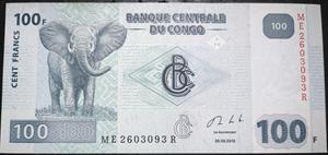 Congo DRC 100 Francs 2007~2022