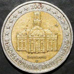 Germany 2 Euros 2009 D St.Ludwig Church Saarbrucken