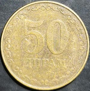 Tajikistan 50 Diram 2019 (Low Relief Denomination)