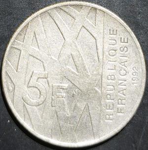 France 5 Francs 1992 Pierre Mendes