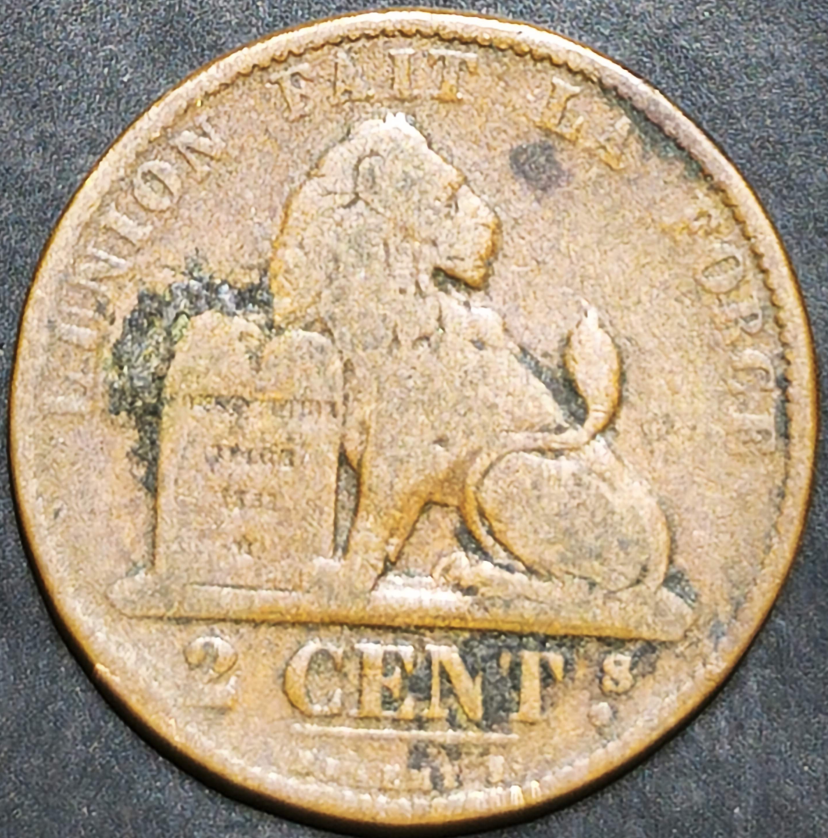 Belgium 2 Centime 1869~1876