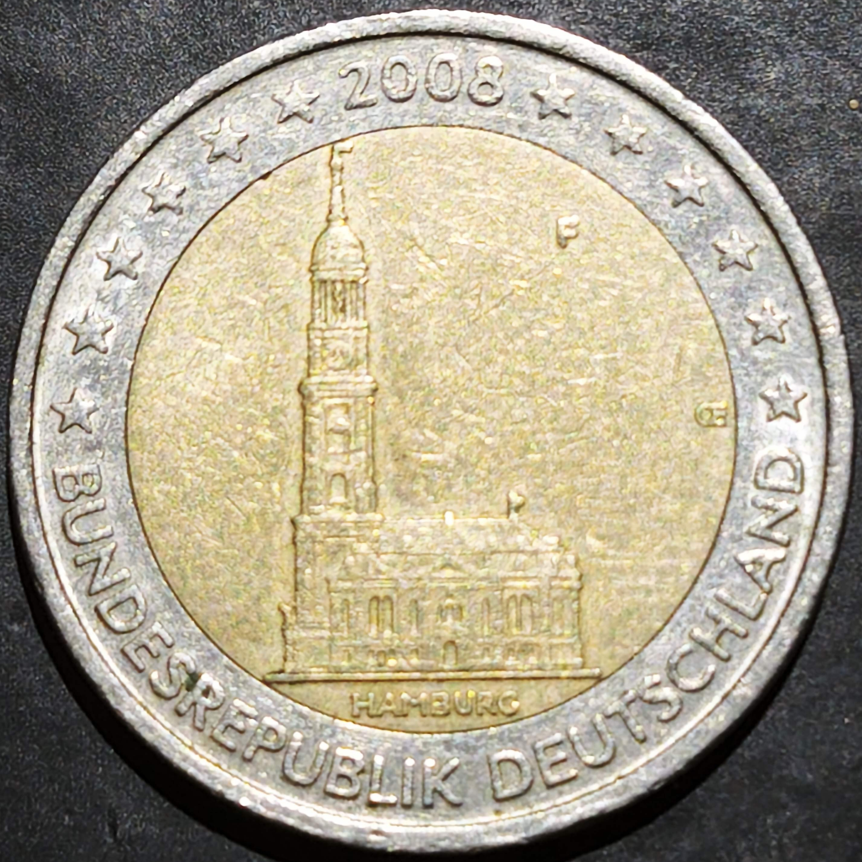 Germany 2 Euros 2008 F Hamburg Cathedral