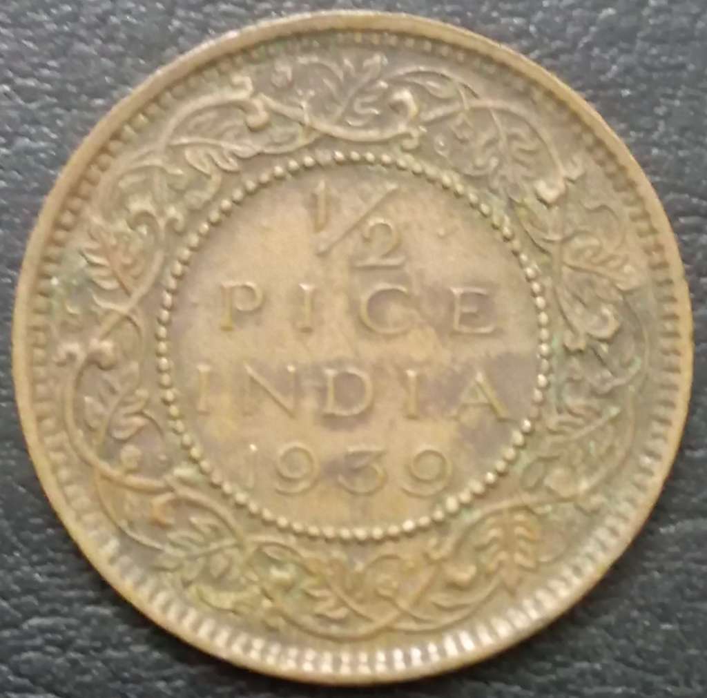 India - British ½ Pice 1939 1940