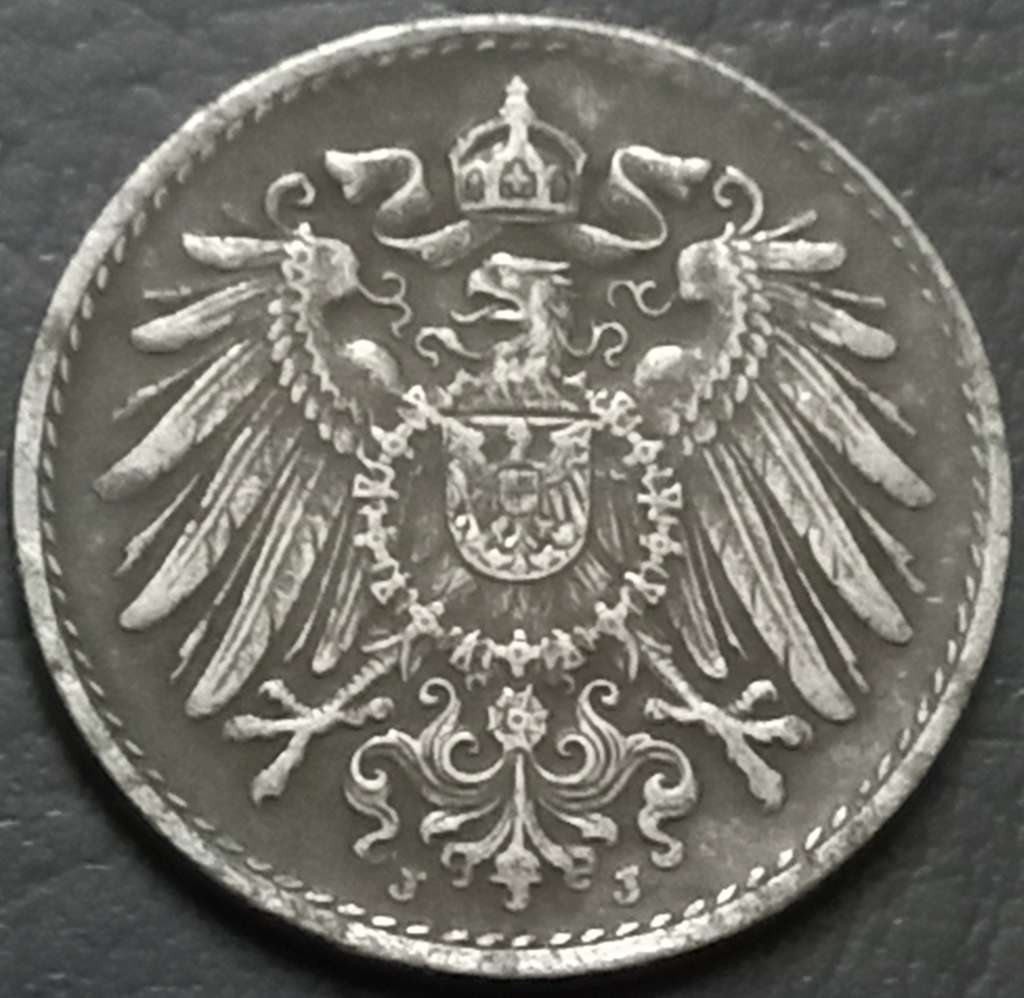 German Empire 5 Pfennig 1915 1922