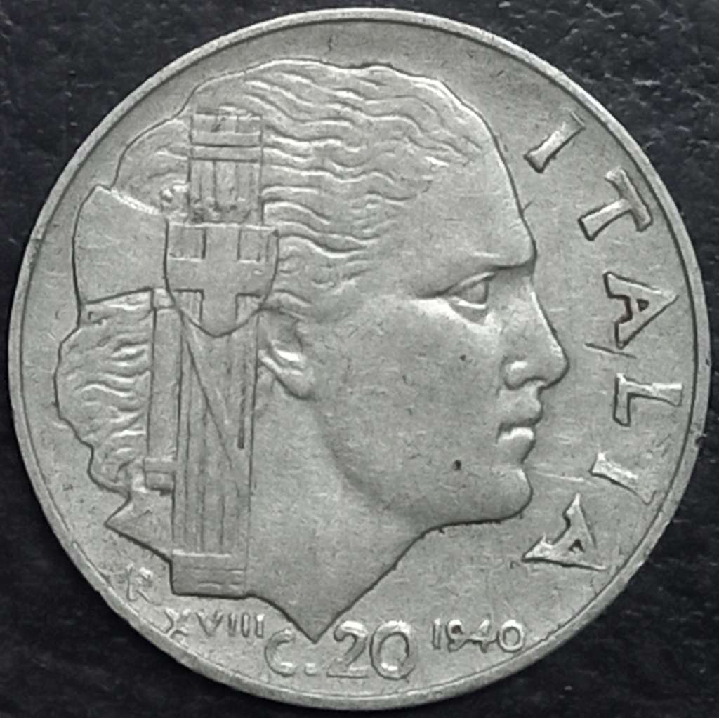 Italy 20 Centesimi 1939 1940 Non-Magnetic
