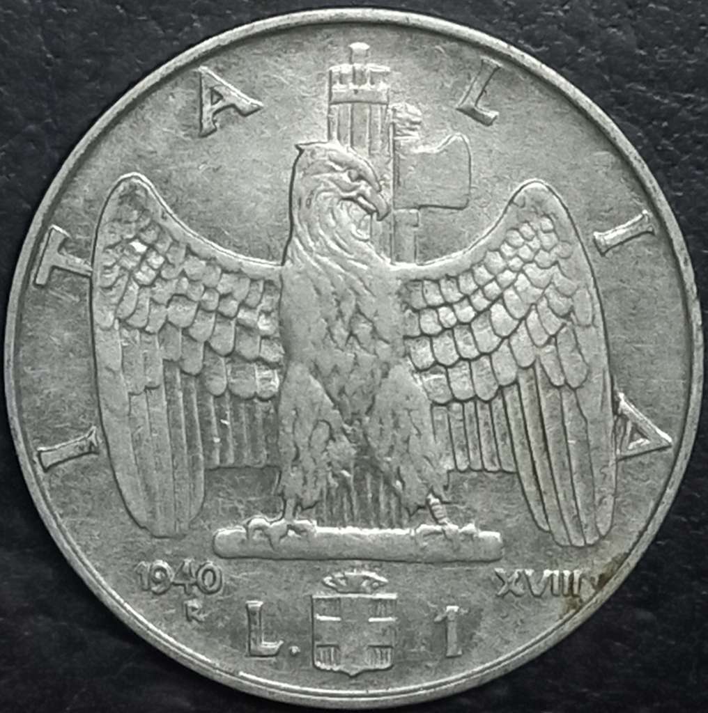 Italy 1 Lira 1939 1940 Non-Magnetic