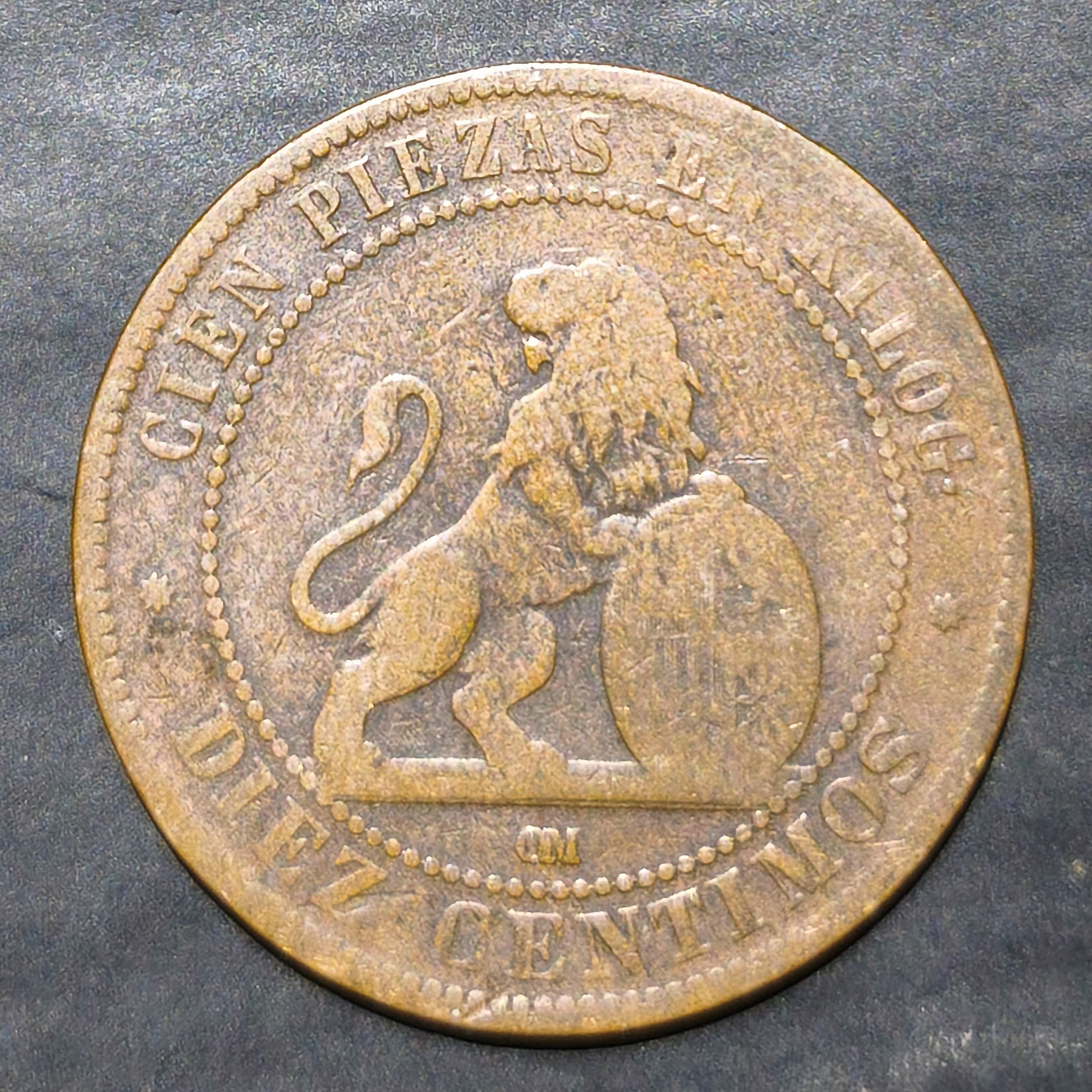 Spain 10 CentImos 1870