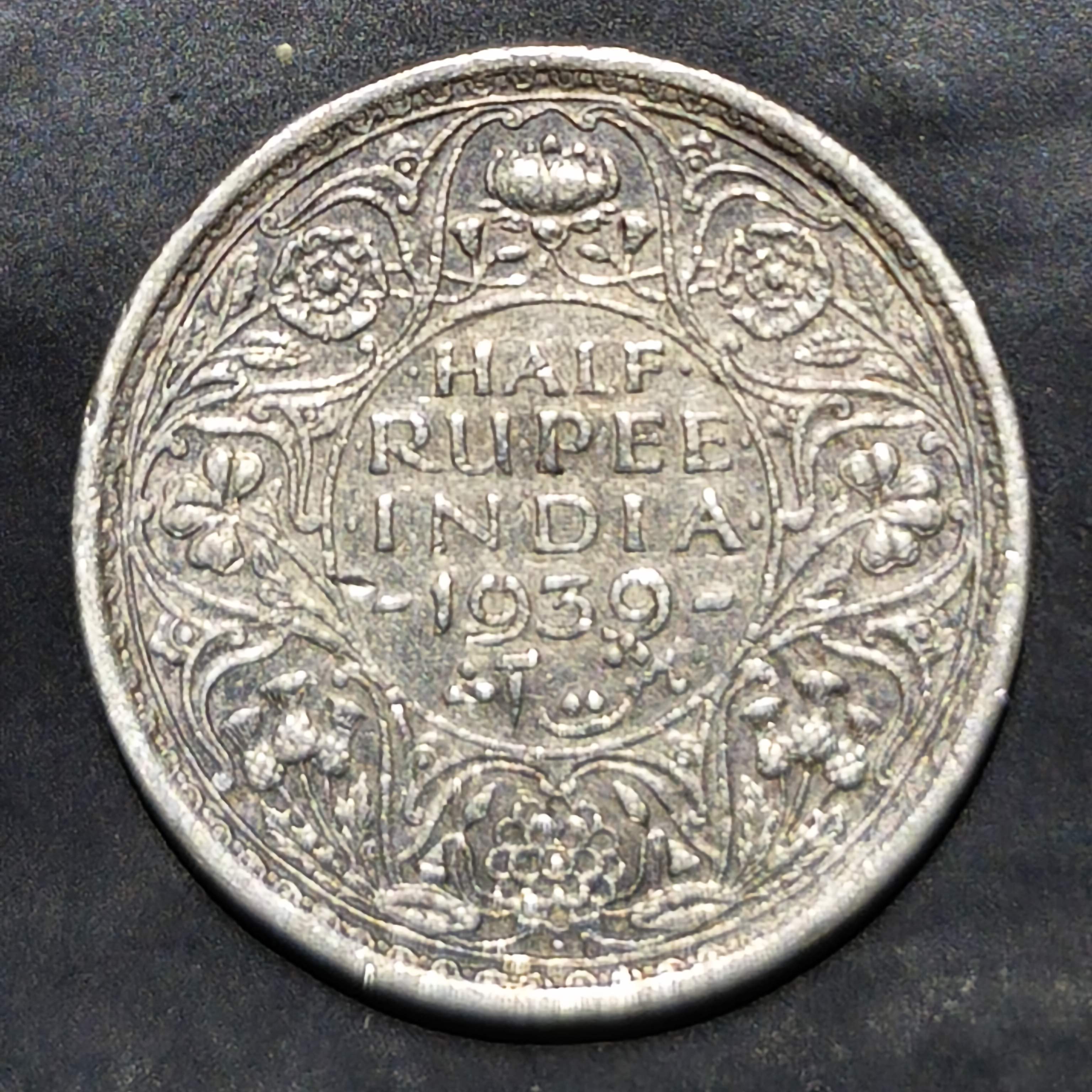 India - British ½ Rupee 1938 1939
