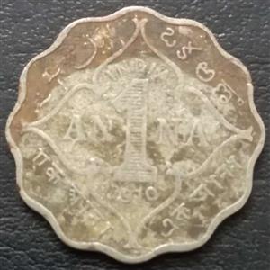 India - British 1 Anna 1906 1910