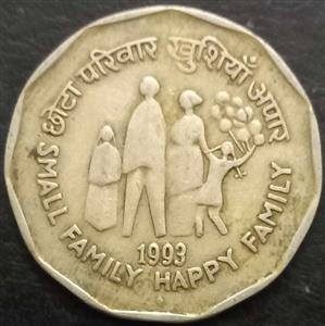 India Republic 2 Rupee 1993 