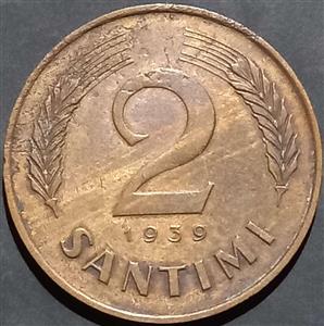 Latvia 2 Santimu 1939 