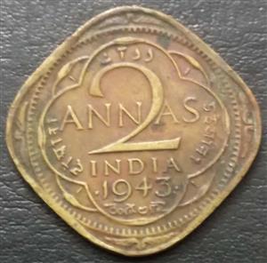 India - British 2 Anna 1942-1944
