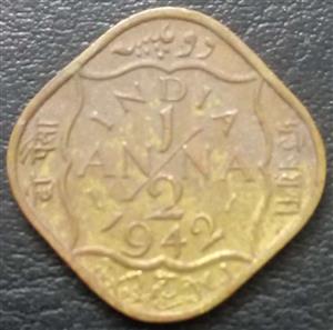 India - British ½ Anna 1942 1945