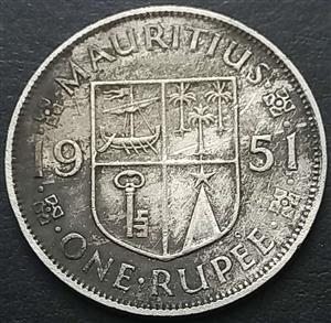Mauritius 1 Rupee 1950 1951