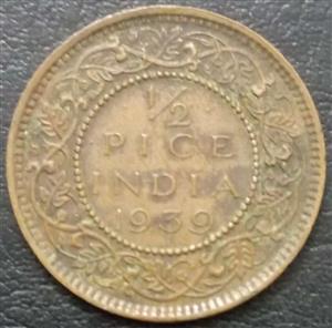 India - British ½ Pice 1939 1940