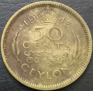Sri Lanka 50 Cent 1943 