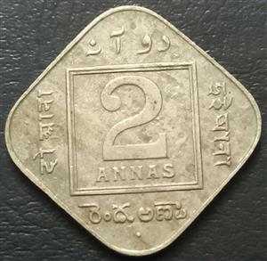 India - British 2 Anna 1918 1936
