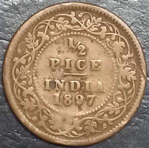 India - British ½ Pice 1877 1901