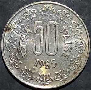 India Republic 50 Paisa 1984-1990 Korea