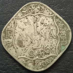 India - British ½ Anna 1946 1947