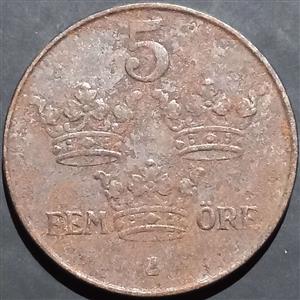 Sweden 5 Öre 1942~1950 Iron