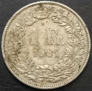 Switzerland 1 Franc 1968 1981