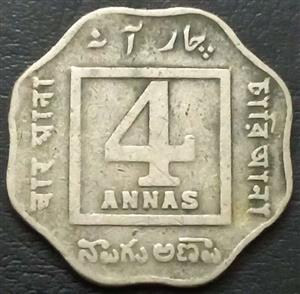 India - British 4 Anna 1919-1921