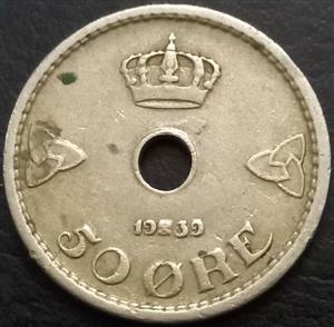 Norway 50 Øre 1926 1949