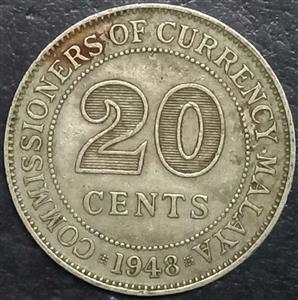 Malaysia 20 Cent 1948 1950