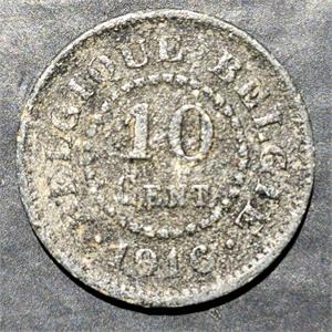 Belgium 10 Centimes 1915 1917 German Occupation