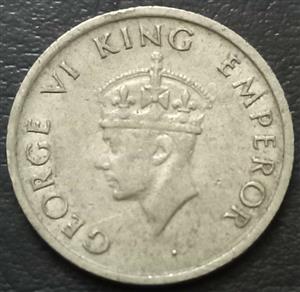 India - British ¼ Rupee 1946 1947