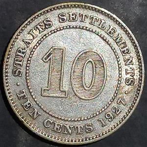 Strait Settlements 10 Cents 1926 1927