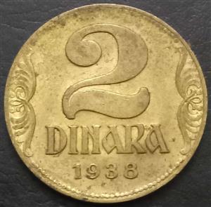 Yugoslavia 2 Dinara 1938 