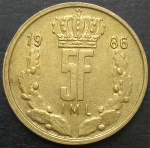 Luxembourg 5 Franc 1986 1987