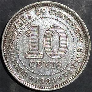 Malaysia 10 Cents 1939 1941
