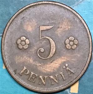 Finland 5 Pennia 1918 1940