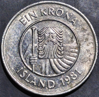 Iceland 1 Krona 1981 1987