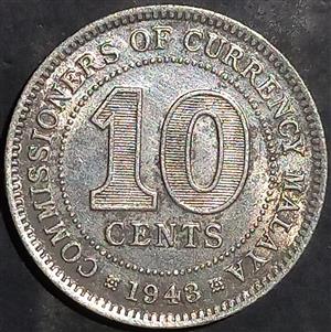 Malaysia 10 Cents 1943 1945