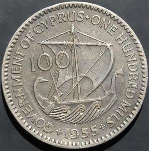 Cyprus 100 Mils 1955~1957 British Regime