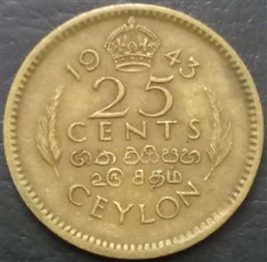 Sri Lanka 25 Cent 1943 