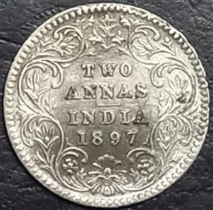 India - British 2 Anna 1877 1901