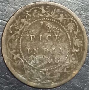 India - British ½ Pice 1906 1910