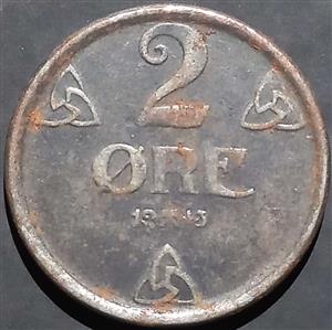 Norway 2 Øre 1943~1945 Iron