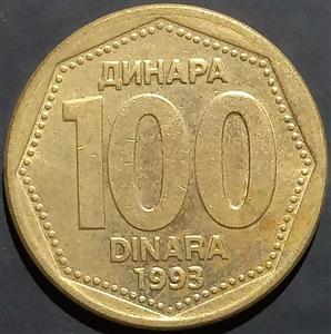 Yugoslavia 100 Dinara 1993 