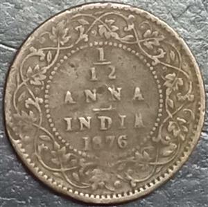 India - British 1/12 Anna 1862-1876