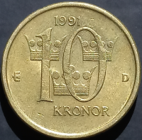 Sweden 10 Kronor 1991 1992