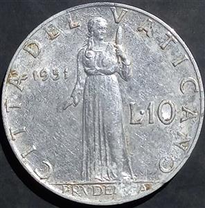 Vatican 10 Lire 1951 1958
