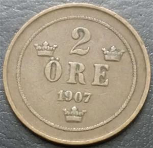 Sweden 2 Öre 1906 1907